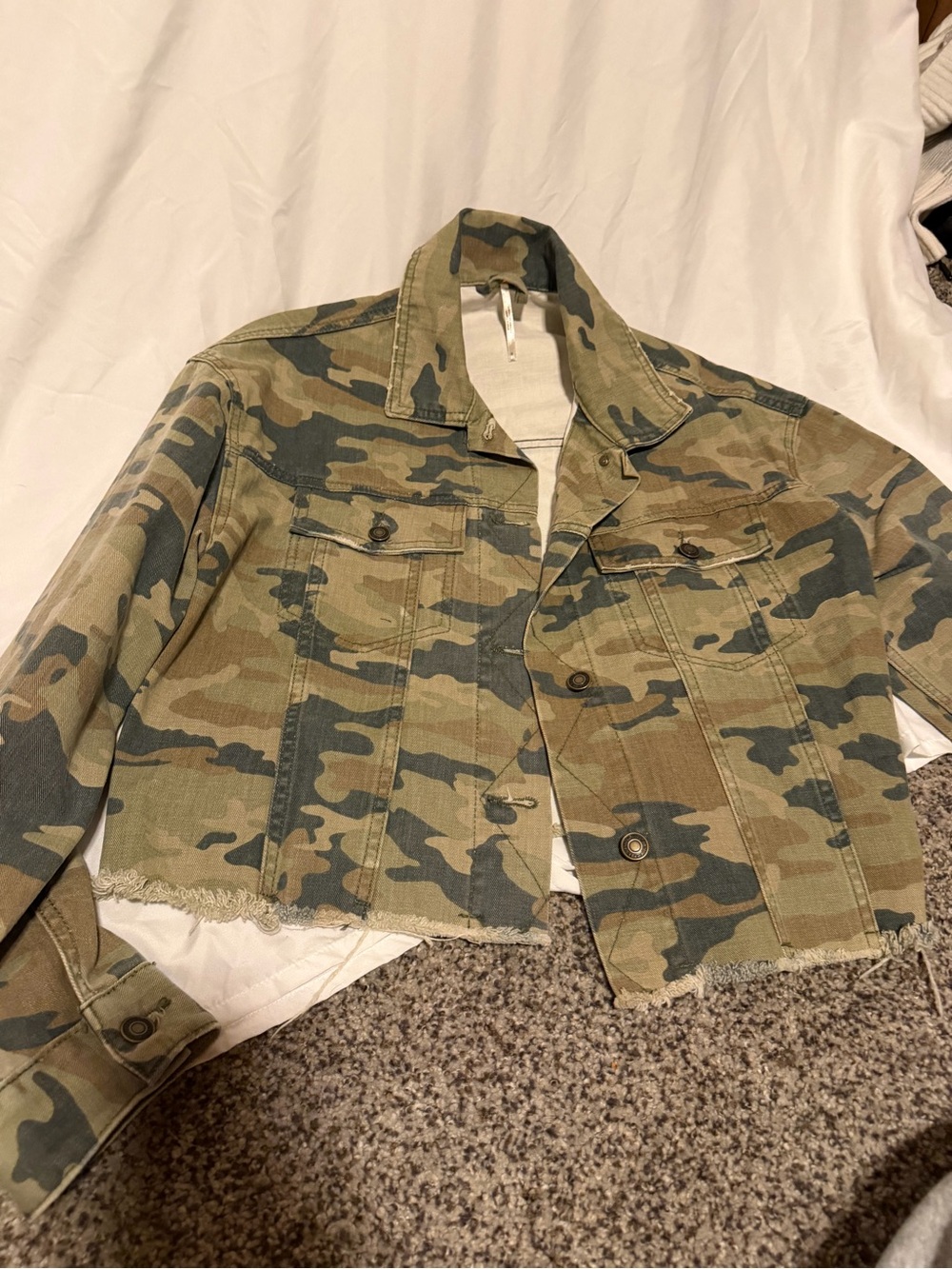 Free People Camo Utility Jacket in Green and Brown